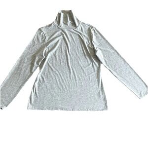 Garnet Hill Women's Gray Turtleneck Large Pima Cotton Lightweight Soft